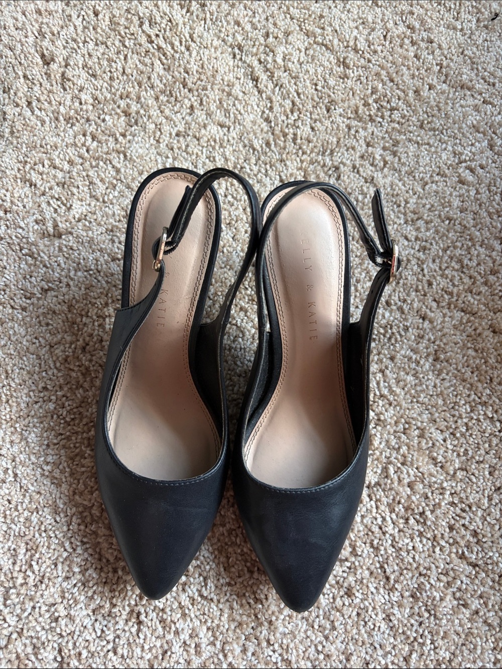 Kelly & Kate Black Pointed-Toe Slingback Heels - Picture 2 of 3